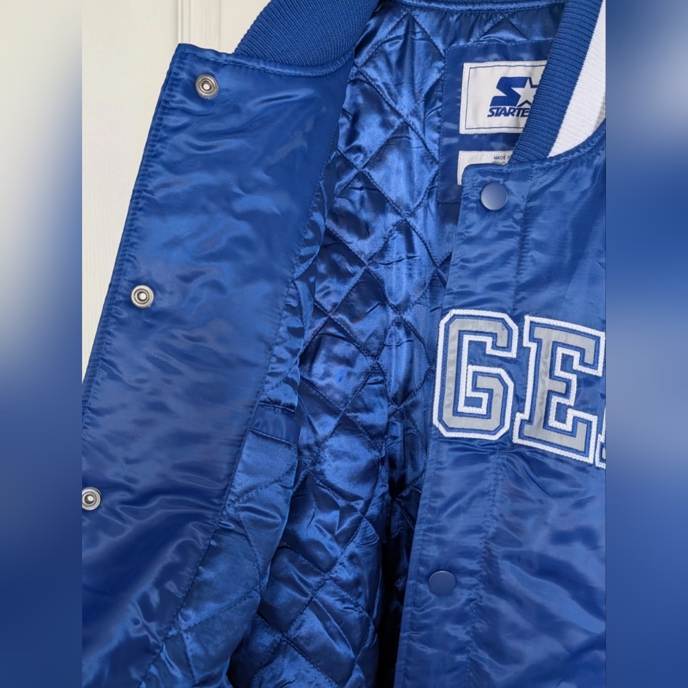 STARTER Los Angeles Dodgers Blue Satin MLB Snap Jacket – Men’s Size L - Picture 5 of 6